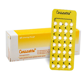 Verpackung von Cerazette Antibabypillen
