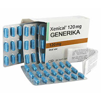 Packung, Tabletten und Anweisungen für Tabletten zum Abnehmen Xenical